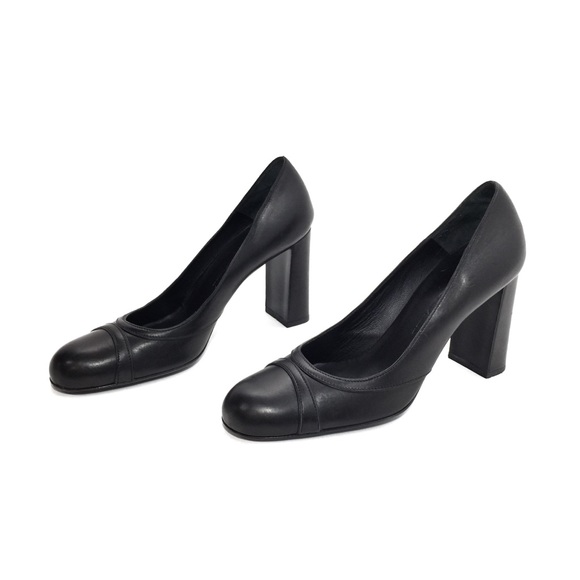 🌹JIL SANDER Black Leather Round Toe Pumps🌹 - Picture 3 of 8